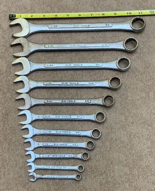 Vintage S - K Tools 11 Pc Open / Box End Combination Wrench Set 1/4 " - 7/8 " Usa