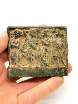 Ancient Roman Ca.  300ad Bronze Plaque Relief Of A Commemorative Scene - R 892