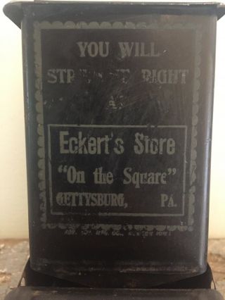 Vintage Advertising Tin Match Holder Safe ECKERTS STORE ON THE SQUARE GETTYSBURG 3