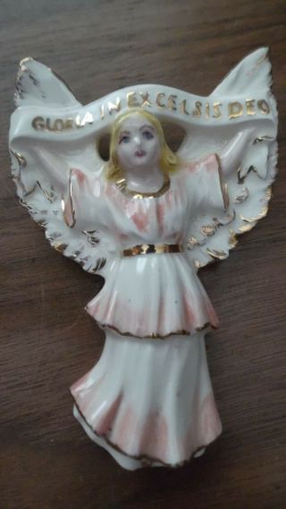 Vintage Holland Mold Hand Painted Ceramic Angel Gloria In Excelsis Deo