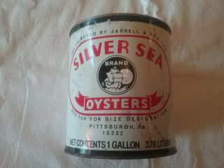 Vintage Gallon Silver Sea Brand Oyster Tin Can Pittsburgh Pa