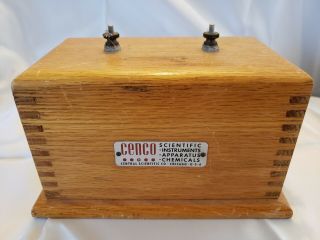 Cenco Science Lab Induction Coil Spark Gap Generator In Wood Case Steam.