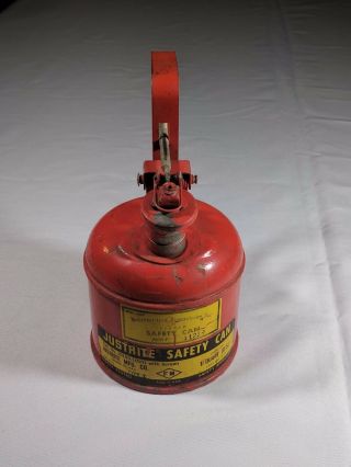 Vintage Justrite Red Metal 1 Quart Safety Can With Screen