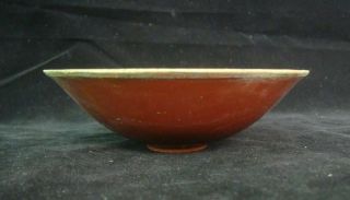 Very Rare Old Chinese Hand Carving Brown Glaze Gilt Mouth Porcelain Bowl & Cup