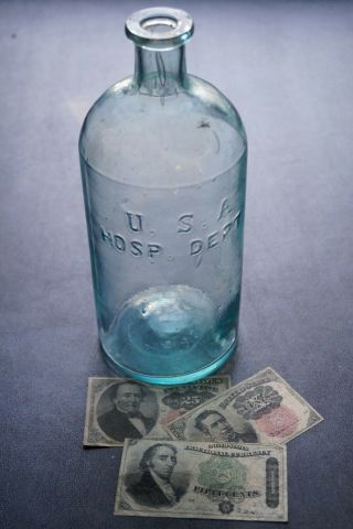 Large Antique Civil War Era U.  S.  A.  Hosp.  Dept.  Bottle (hospital Department)