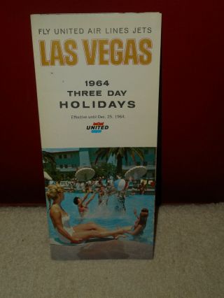 Fly United Airlines Jets 1964 Las Vegas Travel Brochure Casino Packages & Prices