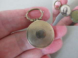 Antique Vintage Victorian Gold Filled Mourning Locket Fob Charm Pendant Necklace