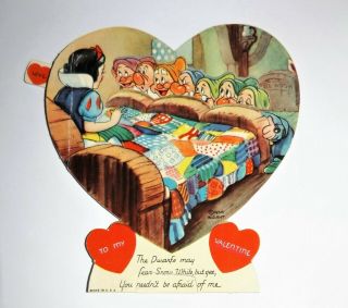 Vtg Walt Disney Snow White And The Seven Dwarfs Mechanical Valentine 