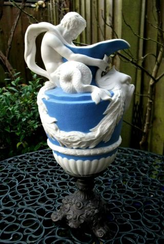Antique 19thc Large Parian Figure Neptune Water / Wine Ewer - Wedgwood Style