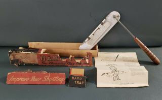 Vintage Hand Trap For Throwing Clay Pigeons With Box And Paper