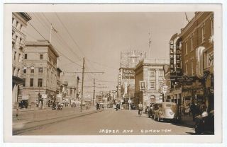 Rppc Edmonton,  Alberta Canada Street Scene 1930 - 40s Photo Postcard Vintage Signs