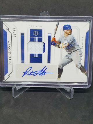 Pete Alonso Rookie Game Gear Auto D26/99 2019 National Treasures Mets
