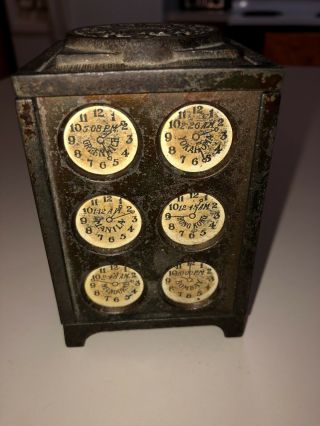 Antique Cast Iron Bank World Time Bank Made By Arcade 1910 1920 3