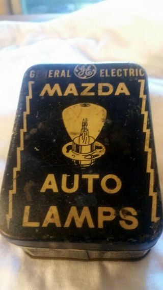 Vintage General Electric Mazda Lamps Tin With Two Bulbs