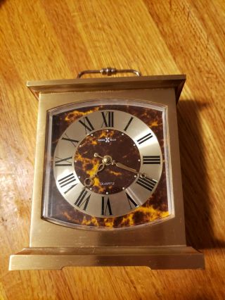Vintage Howard Miller Brass Mantle Style Alarm Clock Desk Shelf 4re603