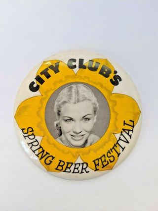 Vtg Schmidt Brewing Co City Club Beer Large Spring Beer Festival Pin Pinback