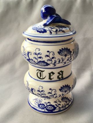 Vintage Blue Onion Arnart Japan Blue Danube Tea Jar Blue And White