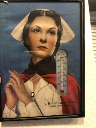 Vintage Advertising Picture Thermometer C.  H.  Goodman Pa.  / Nurse
