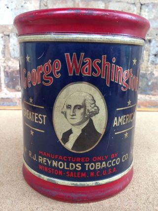 Vintage R J Reynolds George Washington Cut Plug Tobacco Tin Can