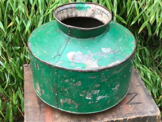 Vintage Large Indian Metal Steel Riveted Water Pot Lota Planter Green Paint