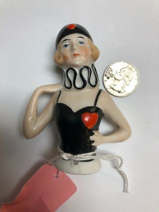 3.  25” Antique German Porcelain Half 1/2 Doll Art Deco Clown Blonde 1871 Se
