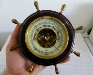 Antique Vintage Gischard Germany Jj Gg Castle Logo Aneroid Barometer Ship Wheel