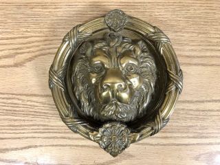 Large Vintage Heavy Solid Brass Lion’s Head Door Knocker Hardware