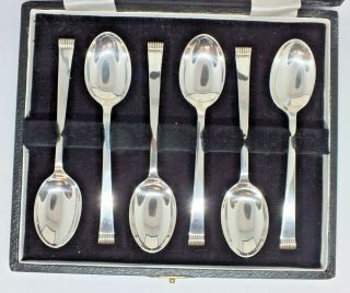 Vintage Art Deco 1938 Set Of 6 Sterling Silver Tea Spoons -