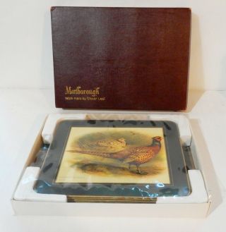 Vintage English Marlborough Clover Leaf Game Birds Boxed Table Mat Set W.  3