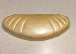 Vintage Celluloid Clamshell Shape Jewelry Necklace Box Case