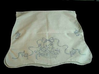 Vintage Cotton Stamped Dresser Scarf To Embroider - Floral Table Runner 16 " X 34 "