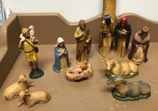 11 Piece Vintage Nativity Set Art Plastics Hong Kong