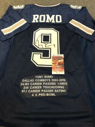 Dallas Cowboys Tony Romo Autographed Signed Stat Jersey Jsa