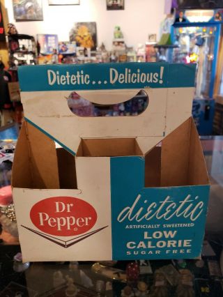 Rare Vintage Dr Pepper Soda Cardboard Carrier For 6 Bottles " Dietetic "