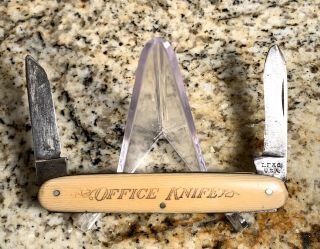 Rare Vintage L.  F.  & C.  2 Blade Office Knife - 3 11/16” Closed,  Made In Usa