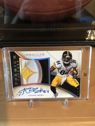 2014 Immaculate Antonio Brown 1/1 Game Worn Logo Patch Auto Sp Steelers