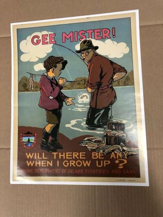 Gee Mister Poster By Lahaye Maine Inland Fisheries & Wildlife Poster,  Stored