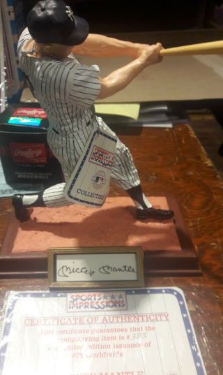 Yankees Mickey Mantle Signed Autograph Sports Impression Figurine 1/975 Made