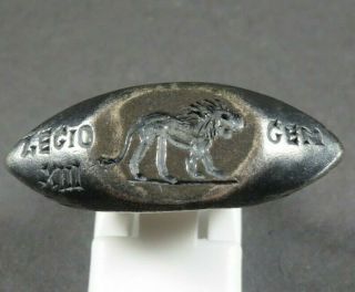 Scarce Ancient Roman Silver Legionary Ring Depicting Lion Circa 50 - 300 Ad