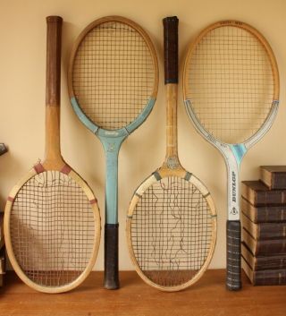 Set 4 Vintage Antique Lawn Tennis Rackets For Shop Sports Bar Display Wimbledon