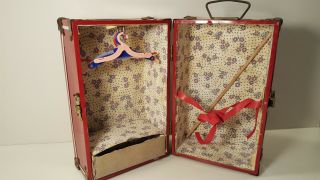 Vintage Vogue Ginny Doll Red Metal Trunk Wardrobe Case W/drawer