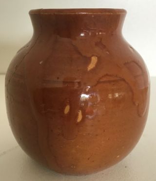 Vintage Australian Pottery - John Campbell 8cm Brown Drip Glazed Vas -