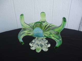 Vintage Retro Vaseline Green Murano Art Glass Bowl Ornament Dish