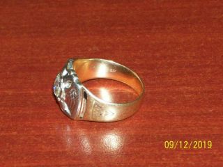 Antique Masonic 14k Gold Diamond Solitaire Gents Ring Sz 9.  25.  5tcw 8g