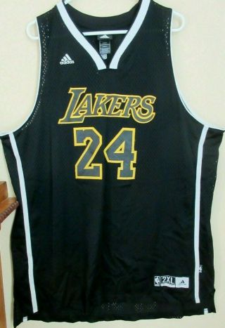 Los Angeles Lakers Kobe Bryant 24 Nba Jersey Sz 2xl Xxl Adidas Black Sewn