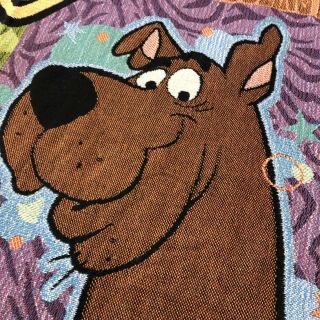VTG Scooby Doo Woven Tapestry Throw Blanket Fringe The Mystery Machine Cartoon 3