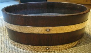 Antique R.  A.  Lister Mahogany & Brass Oval Wine Cooler Or Planter -