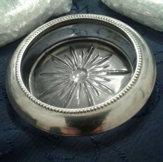 sterling silver and glass coasters by frank.  m.  whiting 2