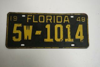 Vintage 1948 Florida License Plate 5w - 1014 A14