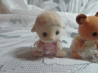 Calico Critters 2 Babies Lamb And Field mouse Vintage EUC 3